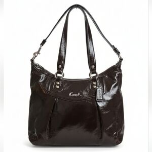 COACH 2012 Mahogany Patent Leather Ashley Shoulder Bag 20451